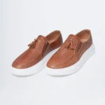 Ανδρικά δερμάτινα loafers tassel ταμπά