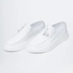 Ανδρικά δερμάτινα Loafer Tassel λευκά
