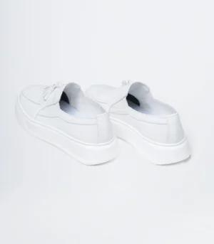 Ανδρικά δερμάτινα Loafer Tassel λευκά