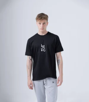 Ανδρικό μαύρο βαμβακερό t-shirt με τύπωμα Herc