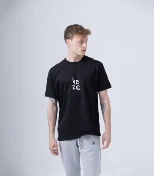 Ανδρικό μαύρο βαμβακερό t-shirt με τύπωμα Herc