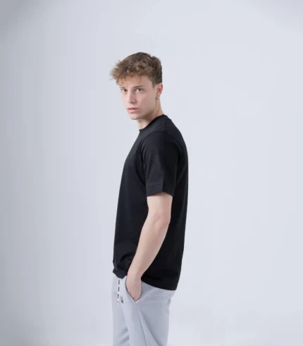 Ανδρικό μαύρο βαμβακερό t-shirt με τύπωμα Herc