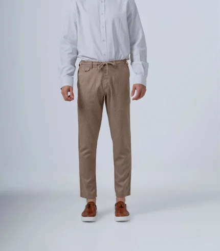 Ανδρικό tailored παντελόνι με λάστιχο μπέζ 01
