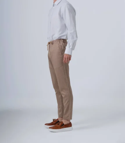 Ανδρικό tailored παντελόνι με λάστιχο μπέζ