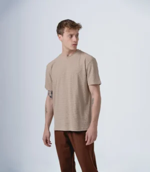 Ανδρικό σαγρέ t-shirt μπέζ