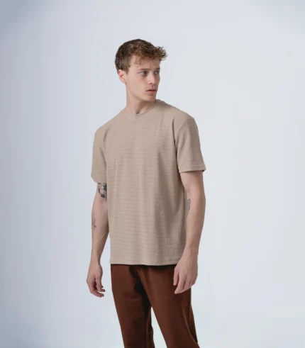 Ανδρικό σαγρέ t-shirt μπέζ