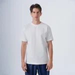Ανδρικό μονόχρωμο T-shirt  με ανάγλυφο σχέδιο στο ύφασμα λευκό