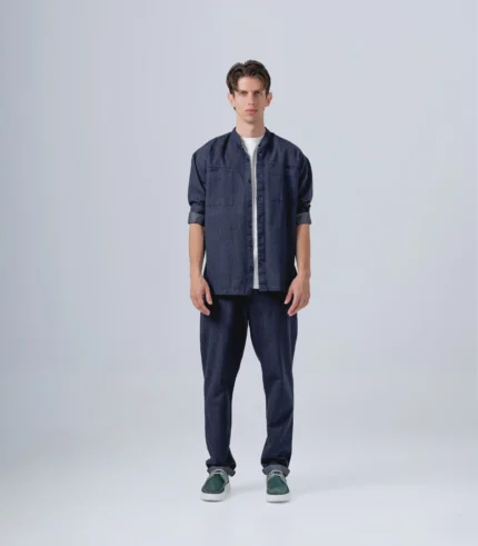 Ανδρικό τζιν σετ με overshirt & παντελόνι με λάστιχο