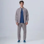 Ανδρικό σετ με μαο μακρυμάνικο overshirt & παντελόνι με πιέτες-γκρί