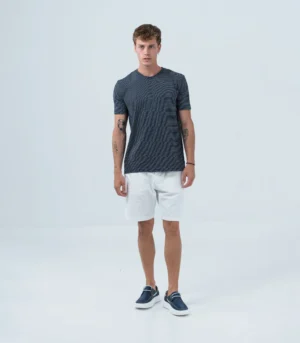 Ανδρικό βαμβακερό t-shirt με λεπτή ρίγα ασπρόμαυρο
