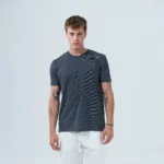 Ανδρικό βαμβακερό t-shirt με λεπτή ρίγα ασπρόμαυρο
