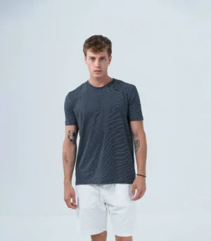 Ανδρικό βαμβακερό t-shirt με λεπτή ρίγα ασπρόμαυρο