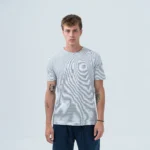 Ανδρικό βαμβακερό t-shirt με λεπτή ρίγα λευκό μαύρο