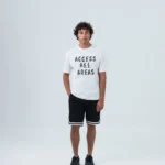 ΑΝΔΡΙΚΟ Τ-SHIRT ΑΝΕΤΗ ΓΡΑΜΜΗ ΛΕΥΚΟ ΜΕ ΣΤΑΜΠΑ ACCESS