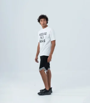ΑΝΔΡΙΚΟ Τ-SHIRT ΑΝΕΤΗ ΓΡΑΜΜΗ ΛΕΥΚΟ ΜΕ ΣΤΑΜΠΑ ACCESS - Image 3