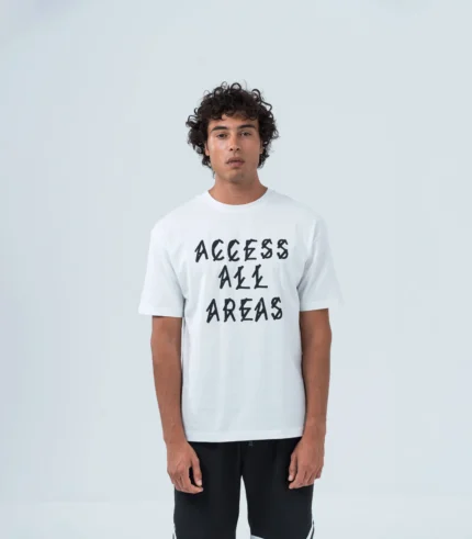 Ανδρικό T-shirt άνετη γραμμή λευκό με στάμπα.