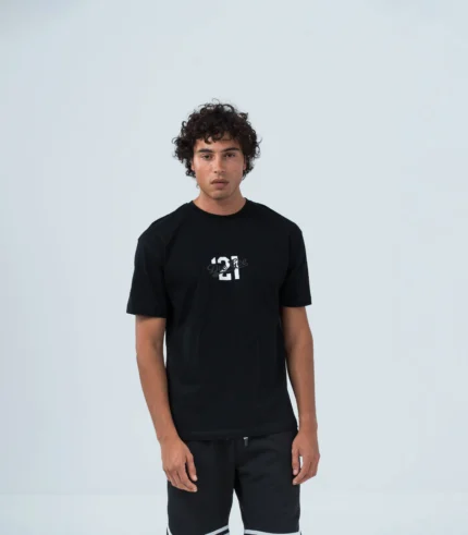 Ανδρικο μαύρο βαμβακερό T-shirt με στάμπα "Delta Gamma"