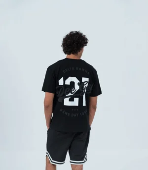 Ανδρικο μαύρο βαμβακερό T-shirt με στάμπα "Delta Gamma"