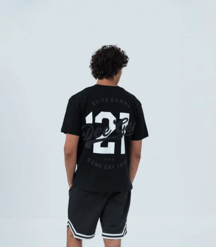 Ανδρικο μαύρο βαμβακερό T-shirt με στάμπα "Delta Gamma"