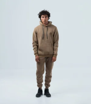 Ανδρικό φούτερ fleece με κουκούλα stonewashed -Ταμπά