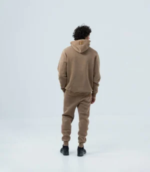 Ανδρικό φούτερ fleece με κουκούλα stonewashed -Ταμπά
