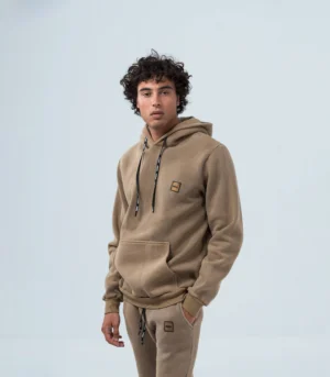 Ανδρικό φούτερ fleece με κουκούλα stonewashed -Ταμπά