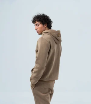 Ανδρικό φούτερ fleece με κουκούλα stonewashed -Ταμπά