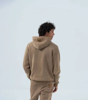 Ανδρικό φούτερ fleece με κουκούλα stonewashed -Ταμπά