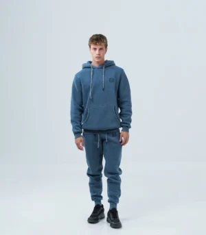 Ανδρική Φόρμα Fleece με Λάστιχο Stonewashed – Μπλέ