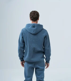 Ανδρικό φούτερ fleece με κουκούλα stonewashed -Μπλέ