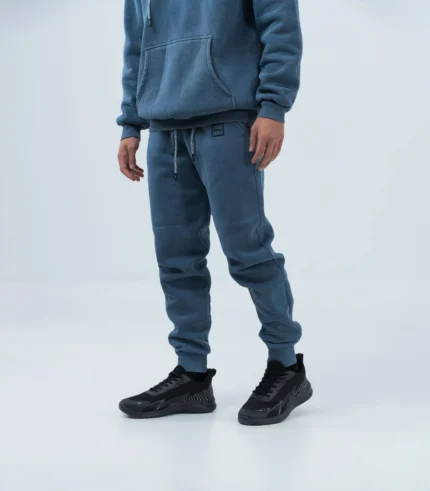 Ανδρική Φόρμα Fleece με Λάστιχο Stonewashed – Μπλέ