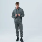 Ανδρική Φόρμα Fleece με Λάστιχο Stonewashed – Γκρί Σκούρο
