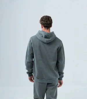 Ανδρικό φούτερ fleece με κουκούλα stonewashed -Γκρί σκούρο