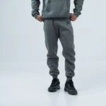 Ανδρική Φόρμα Fleece με Λάστιχο Stonewashed – Γκρί Σκούρο