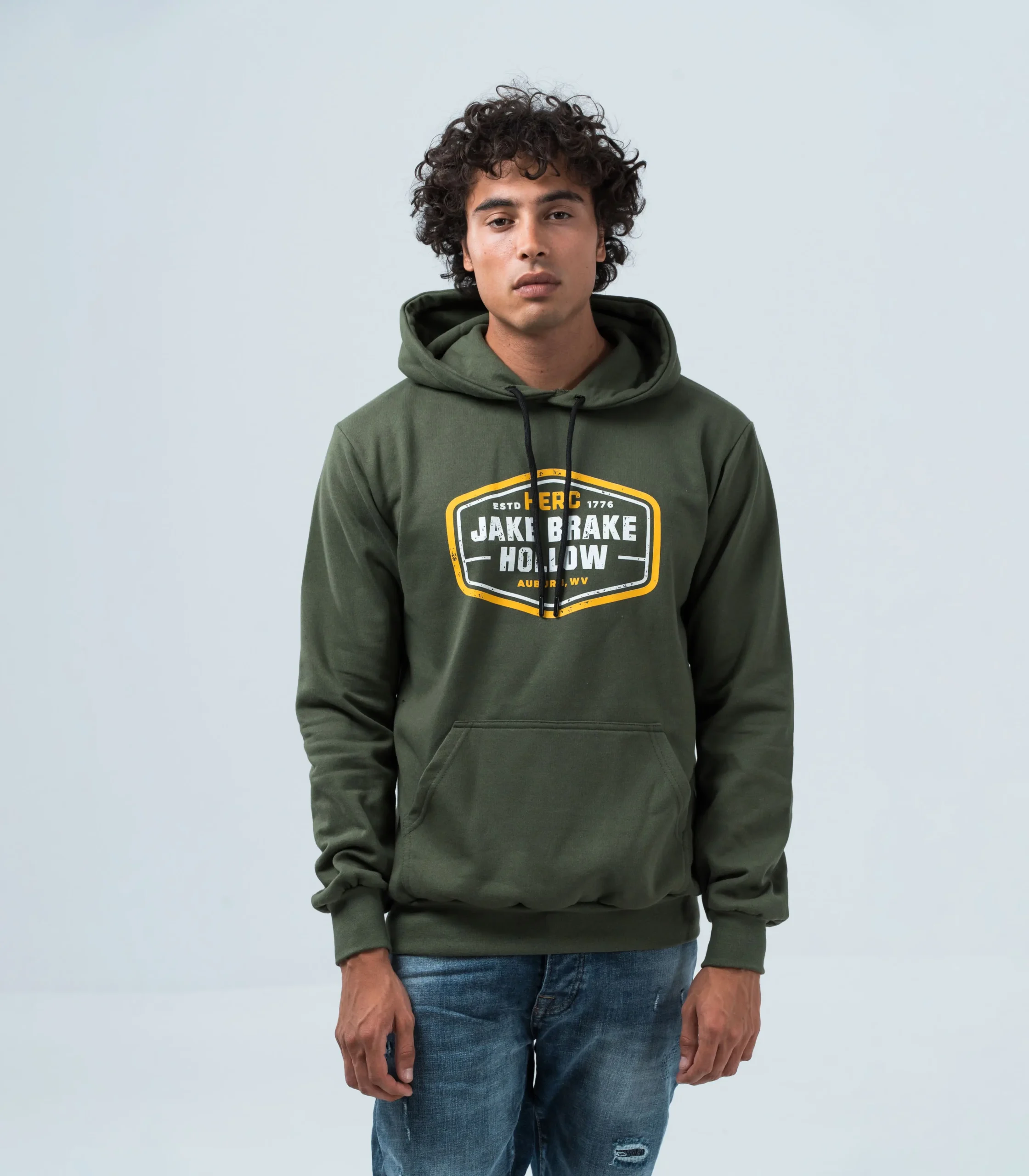 Ανδρικό φούτερ με στάμπα Jake Brake-Χακί Ανδρικό φούτερ με στάμπα Jake Brake-Χακί
