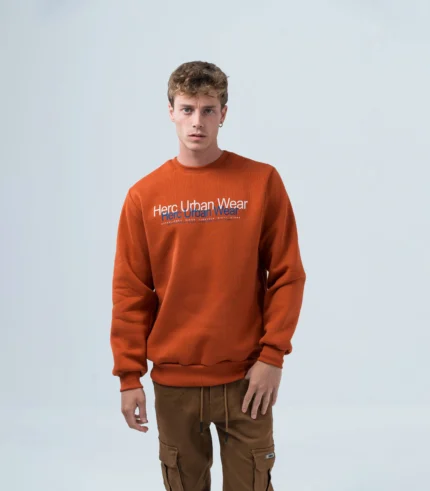 Aνδρικό φούτερ με λαιμόκοψη Herc Urban Wear πορτοκαλί