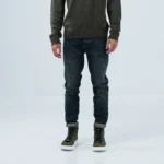 Ανδρικό μπλέ σκούρο τζίν με ξέφτια slim fit