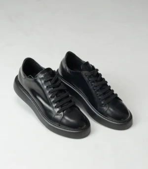 Ανδρικό Δερμάτινο Μαύρο Sneaker