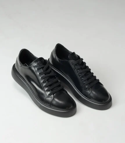 Ανδρικό Δερμάτινο Μαύρο Sneaker