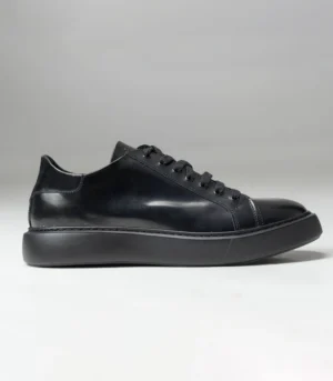 Ανδρικό Δερμάτινο Μαύρο Sneaker