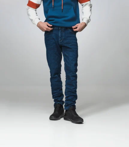 Ανδρικό Μπλε Ανοιχτό Τζιν Slim Fit με Εφέ Τσαλακωμένης Υφής