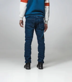 Ανδρικό Μπλε Ανοιχτό Τζιν Slim Fit με Εφέ Τσαλακωμένης Υφής