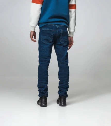 Ανδρικό Μπλε Ανοιχτό Τζιν Slim Fit με Εφέ Τσαλακωμένης Υφής