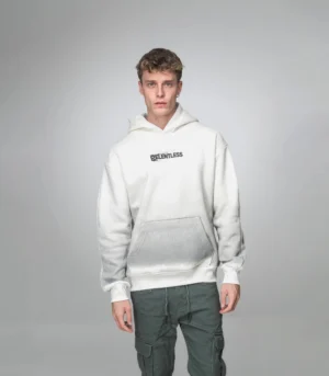 Ανδρικό Λευκό Hoodie με Στάμπα “Relentless” στην Πλάτη