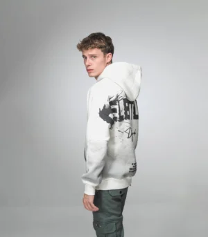 Ανδρικό Λευκό Hoodie με Στάμπα “Relentless” στην Πλάτη