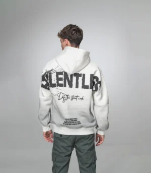 Ανδρικό Λευκό Hoodie με Στάμπα “Relentless” στην Πλάτη