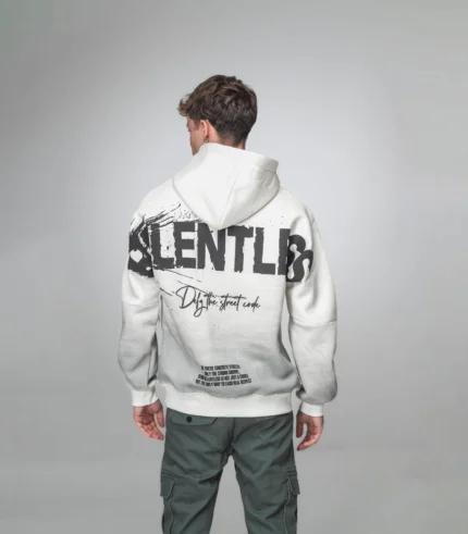 Ανδρικό Λευκό Hoodie με Στάμπα “Relentless” στην Πλάτη
