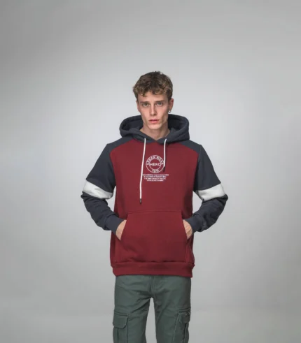 Ανδρικό Δίχρωμο Hoodie Μπορντό/Γκρι