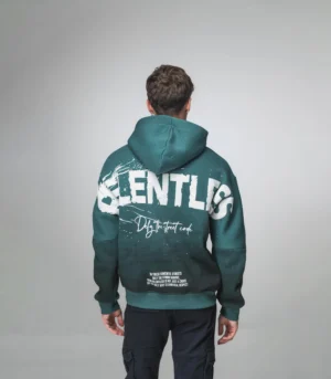 Ανδρικό Σκούρο Πράσινο Hoodie με Στάμπα “Relentless” στην Πλάτη