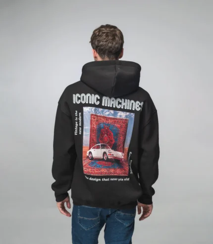 Ανδρικό βαμβακερό μαύρο φούτερ “Iconic Machines”